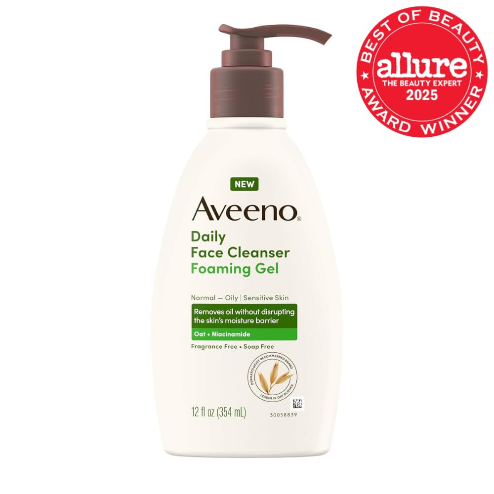 Aveeno oily skin face wash with niacinamide back label showing directions and ingredients