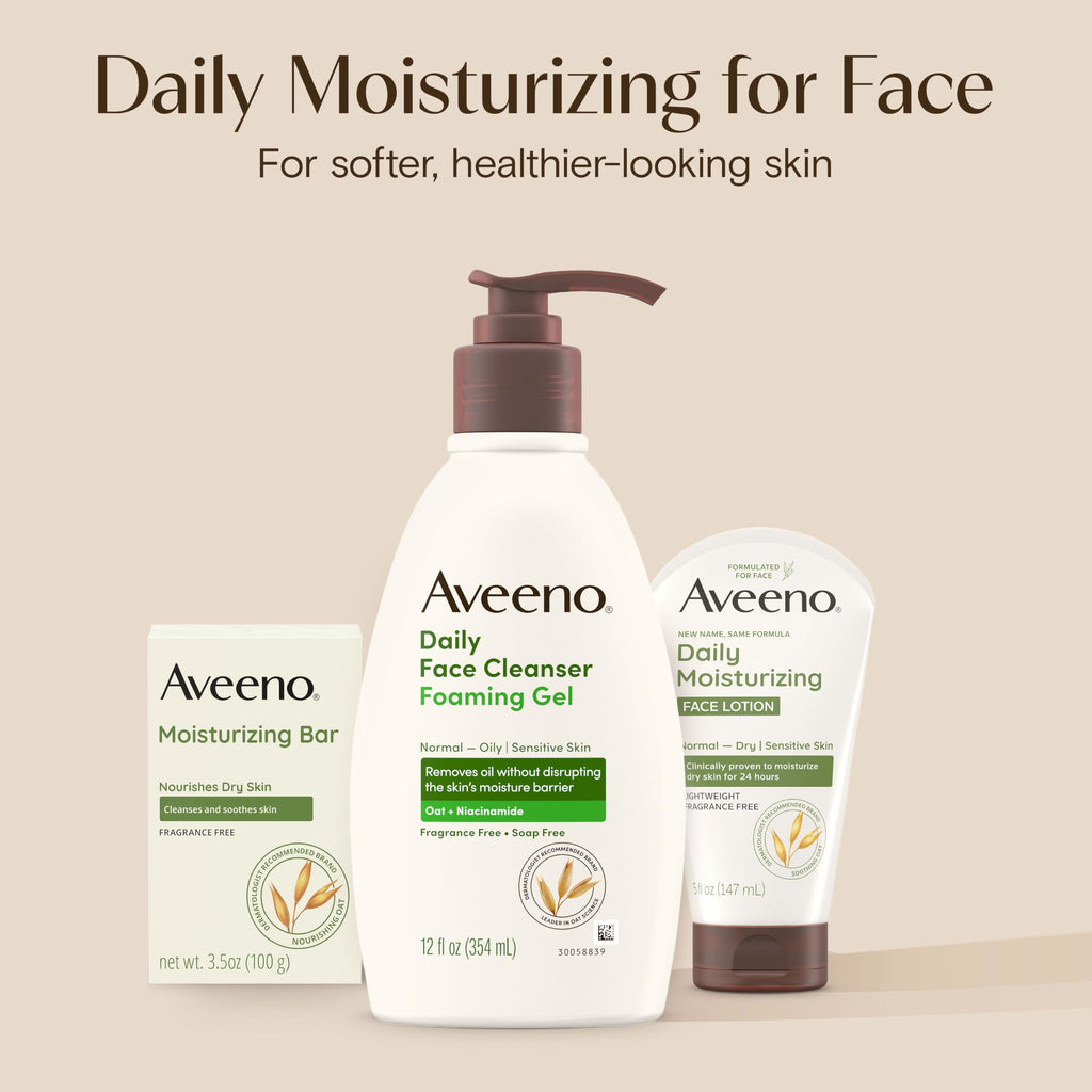 Aveeno 12 fluid ounces face wash bottle side angle