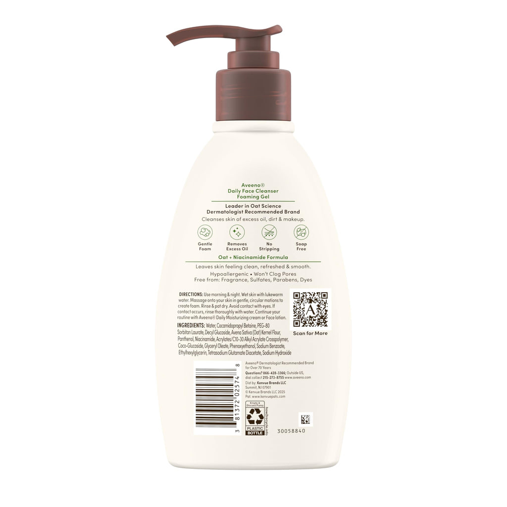 Aveeno fragrance free facial cleanser cap and pump mechanism