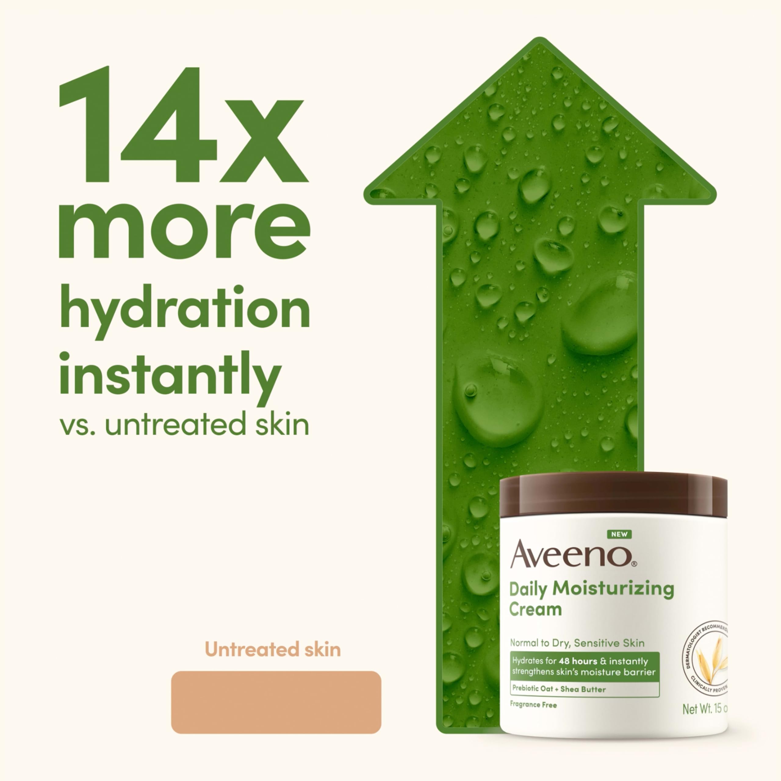 Authentic USA imported Aveeno 48 hour hydration cream text instructions