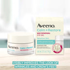 Aveeno anti aging under eye cream jar showing label details.
