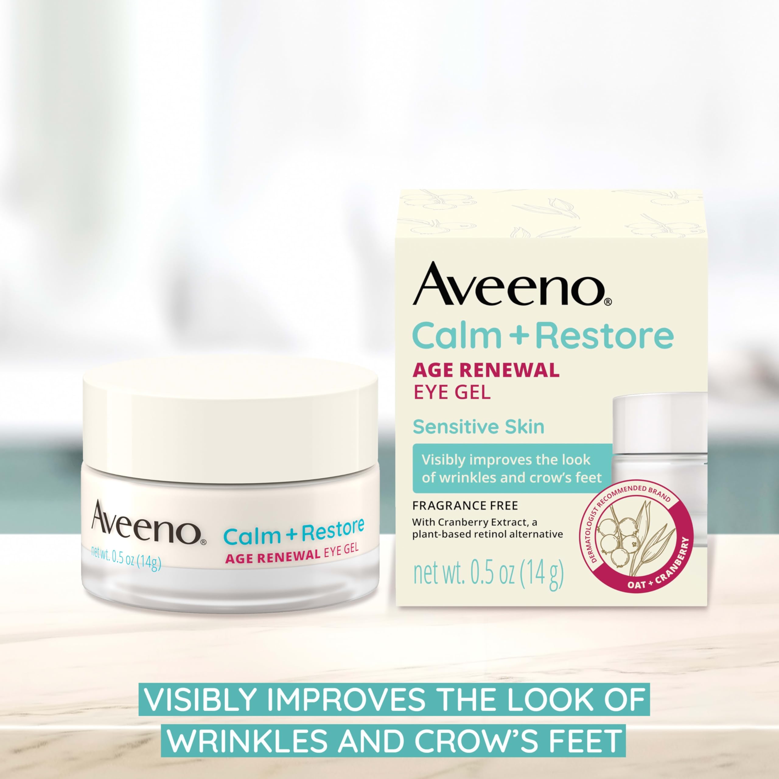 Aveeno sensitive skin under eye cream with cranberry extract packaging back