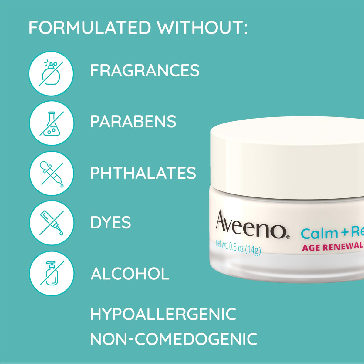 Aveeno sensitive skin eye cream jar resting on a clean background.