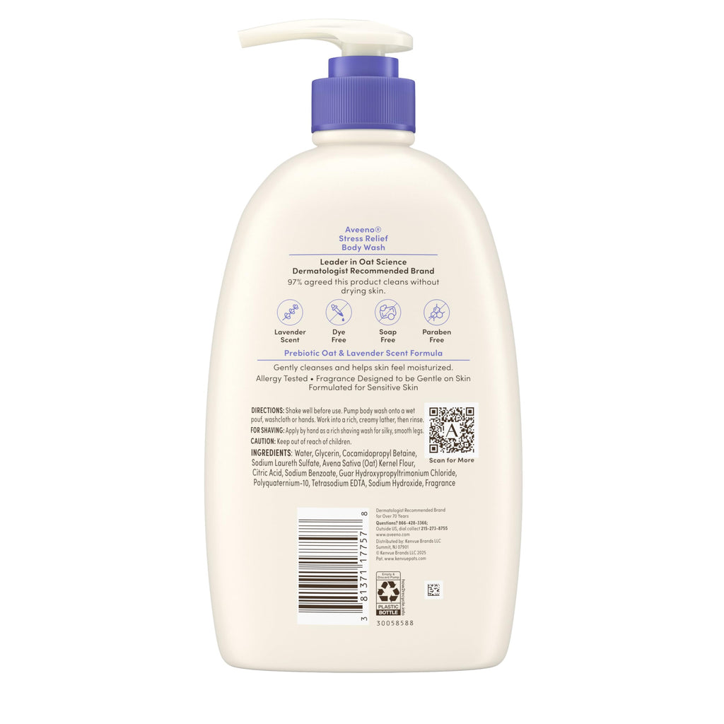Aveeno stress relief body wash back label instructions