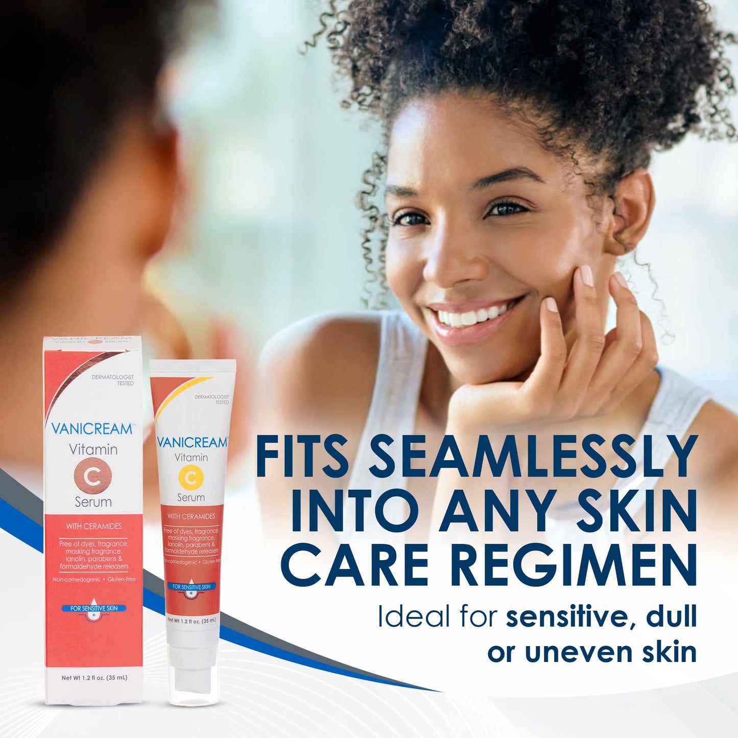Milky lightweight Vitamin C serum texture by Vanicream being dispensed