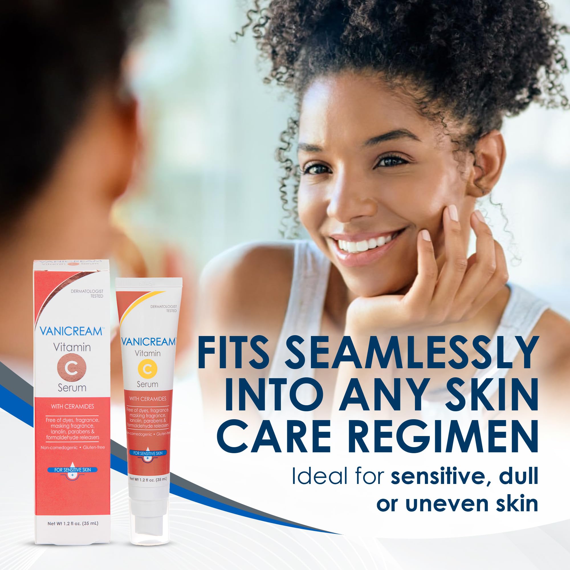 Milky lightweight Vitamin C serum texture by Vanicream being dispensed