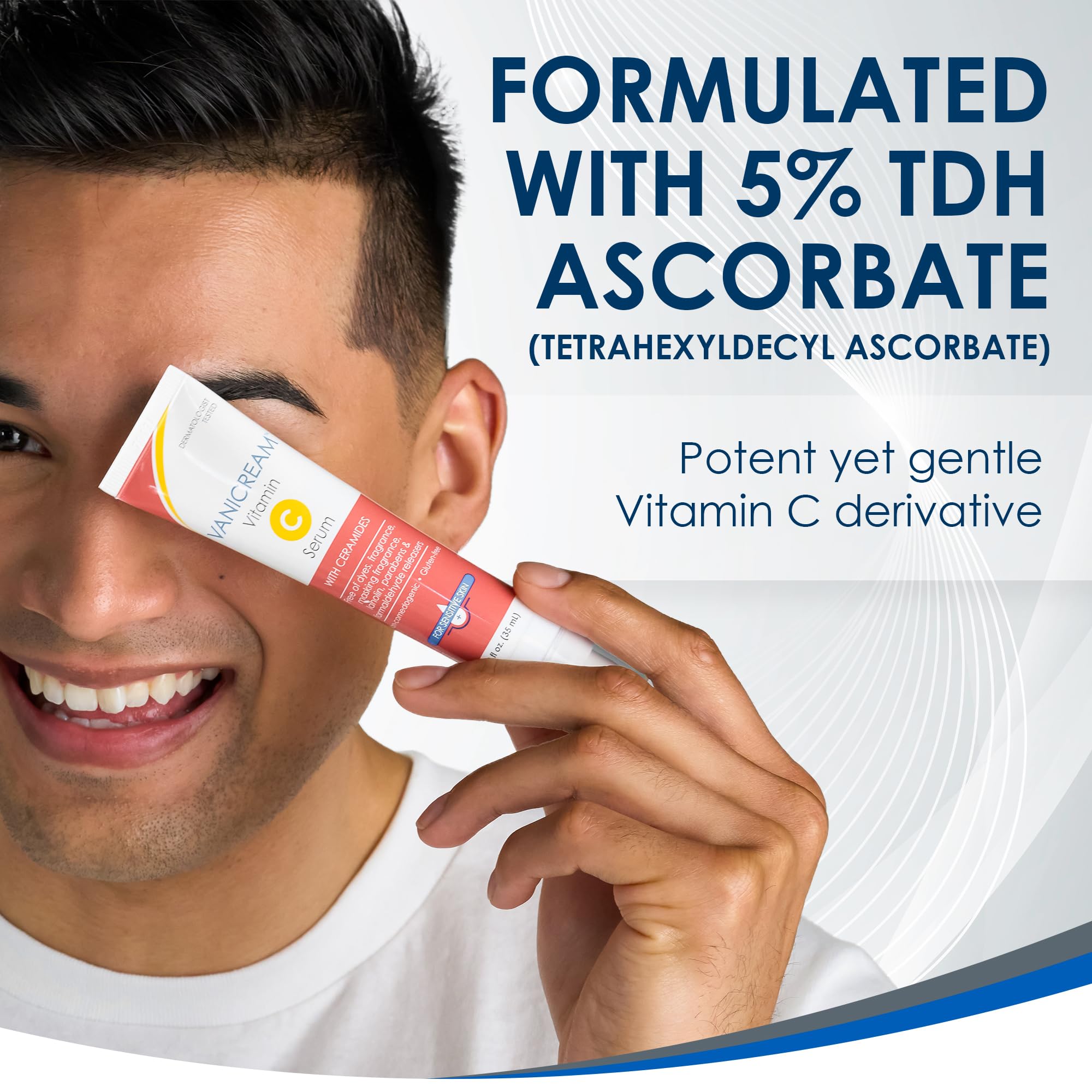 Dermatologist tested Vanicream facial serum ingredient list showing ceramides and THD ascorbate