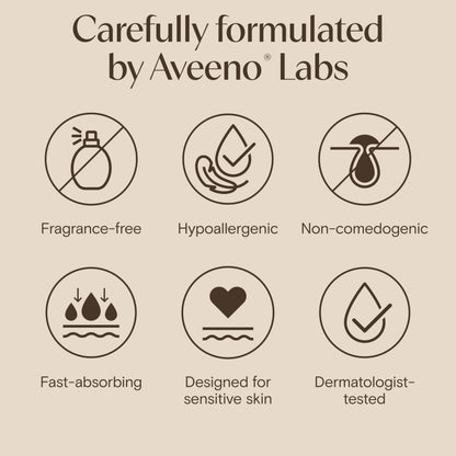 Side angle of the Aveeno sensitive skincare set highlighting the fragrance-free product packaging