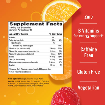 Emergen-C immune support gummies orange tangerine raspberry