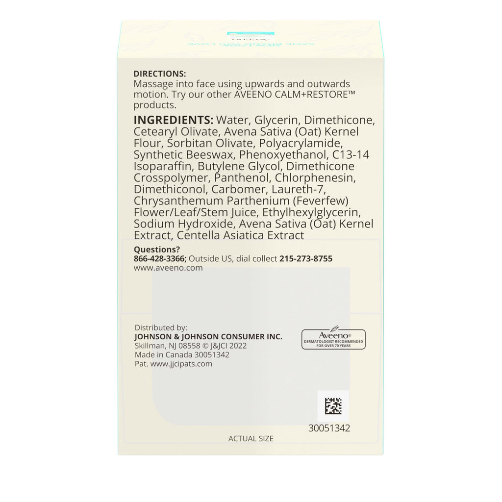 Back label details displaying ingredients of the Aveeno moisturizer bundle