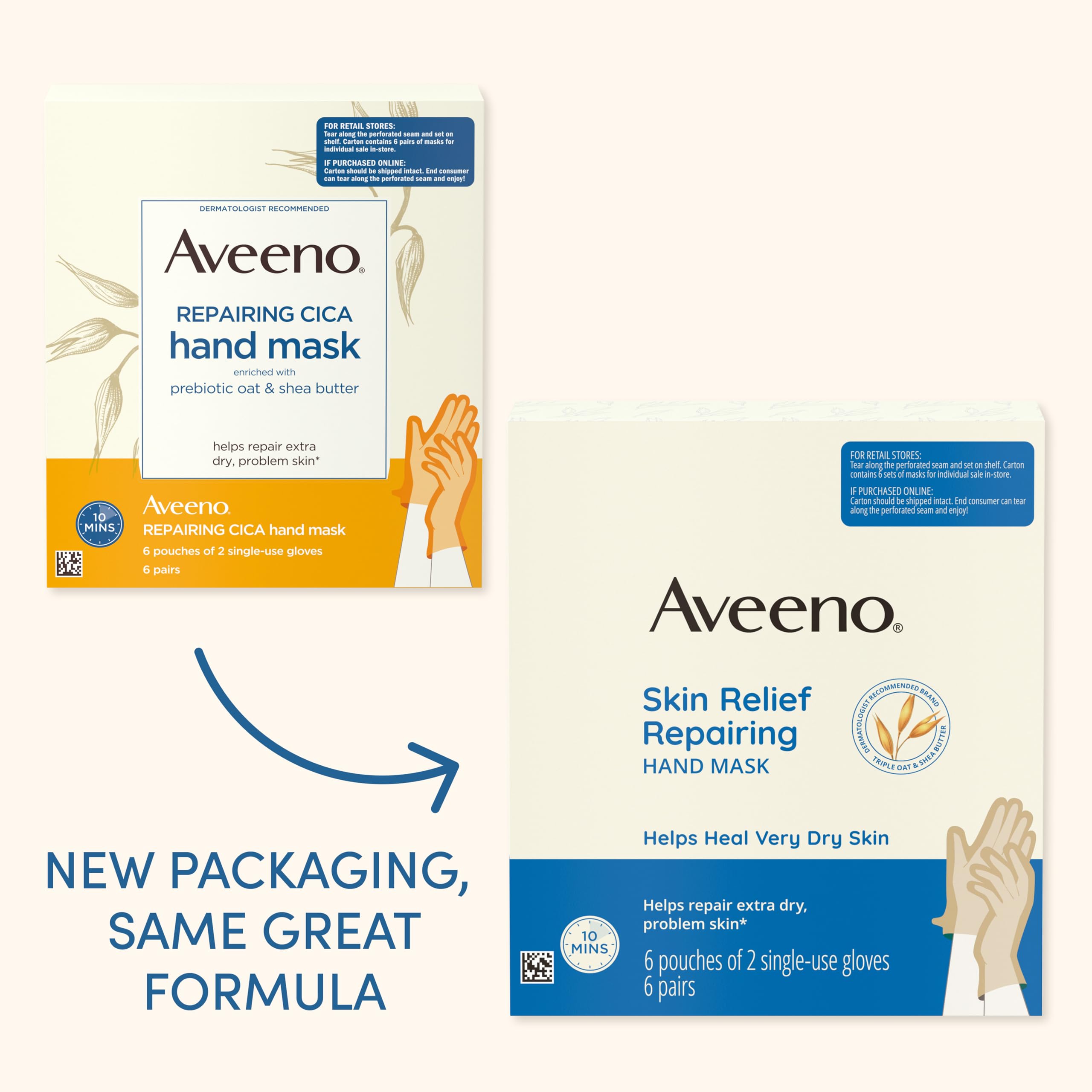 Aveeno moisturizing hand gloves with prebiotic oat and shea butter