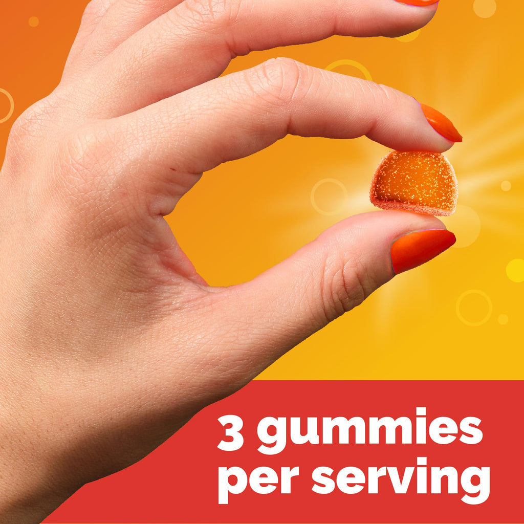 Close up view of the berry flavored vegetarian immune support gummies.