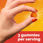 Close up view of the berry flavored vegetarian immune support gummies.