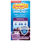 Close up of the triple action benefit details on the Emergen-C box label