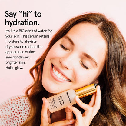 Grace & Stella hydrating face serum product packaging showing clean beauty credentials