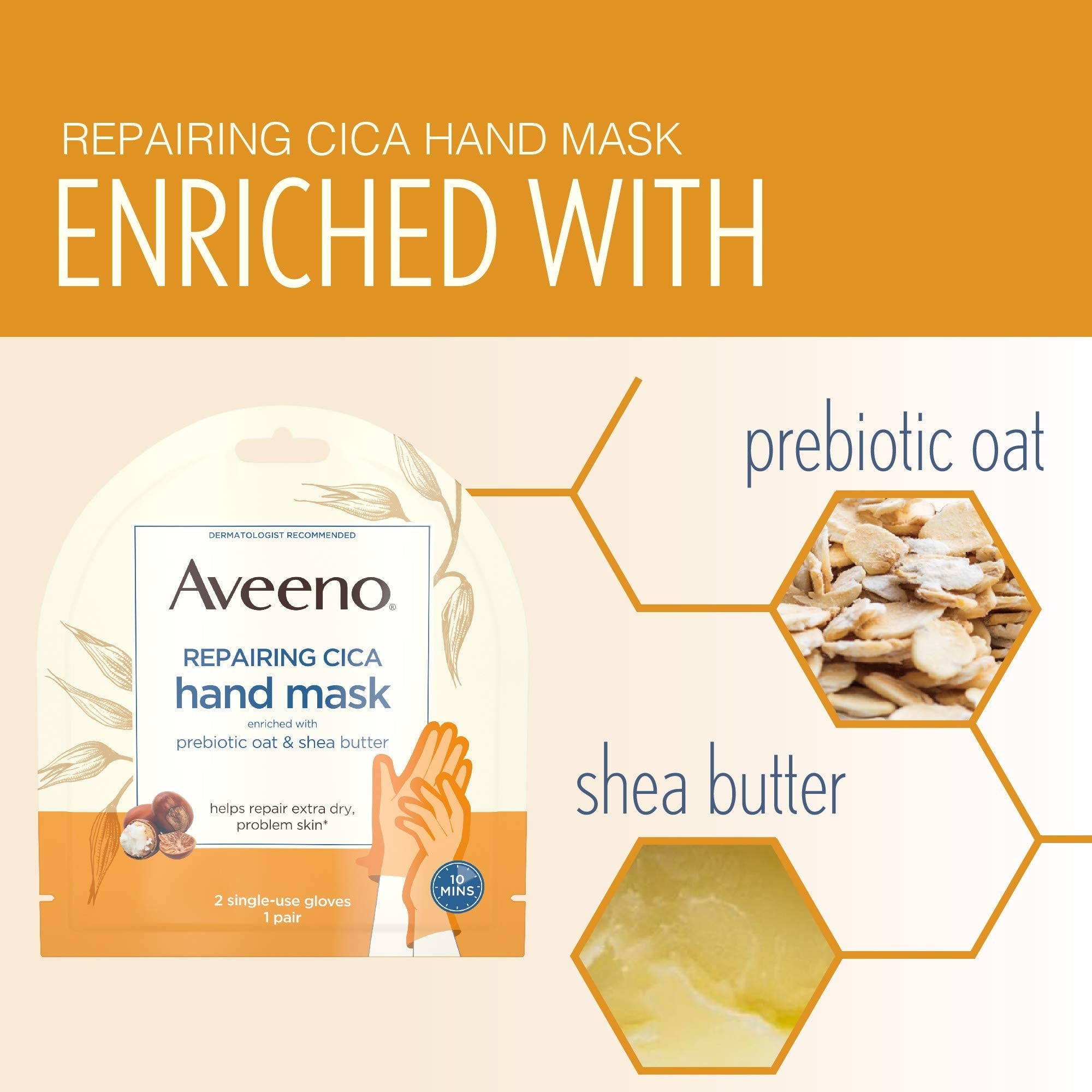 Aveeno prebiotic oat and shea butter skin relief glove treatment for intense hydration