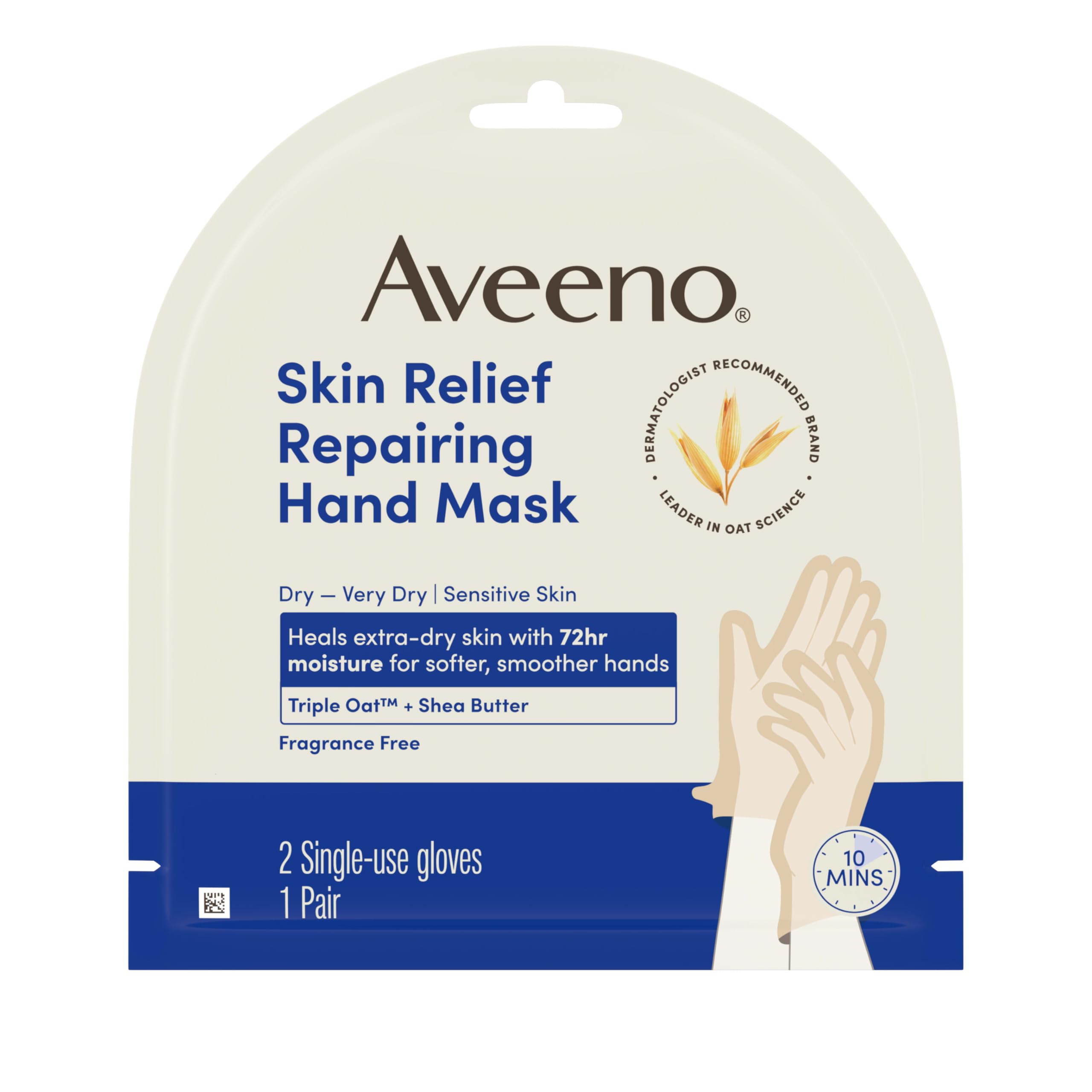 Ingredients label of Aveeno Skin Relief Hand Mask
