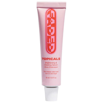 Topicals Faded dark spot treatment cream-gel tube showing active ingredients including kojic acid.