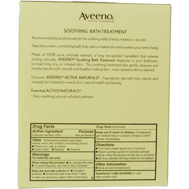 Texture preview of the ultra fine Aveeno oatmeal powder treatment for sensitive skin care.
