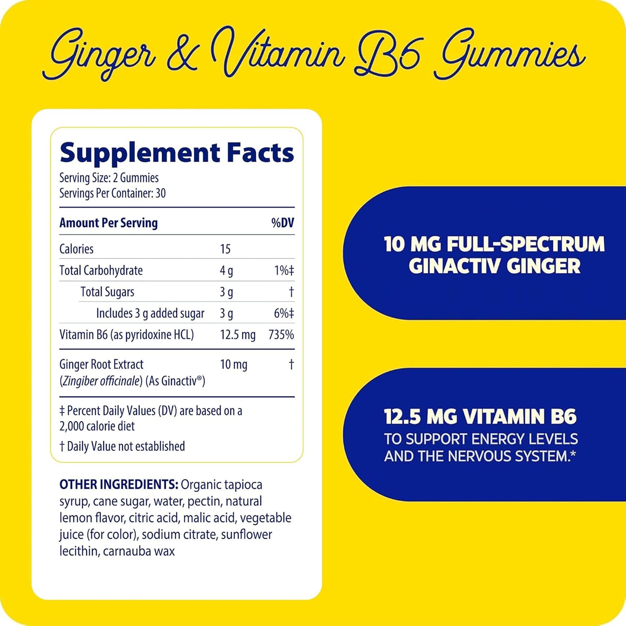Enzymedica lemon ginger flavored vegan digestive comfort gummies supplement facts and ingredients label.