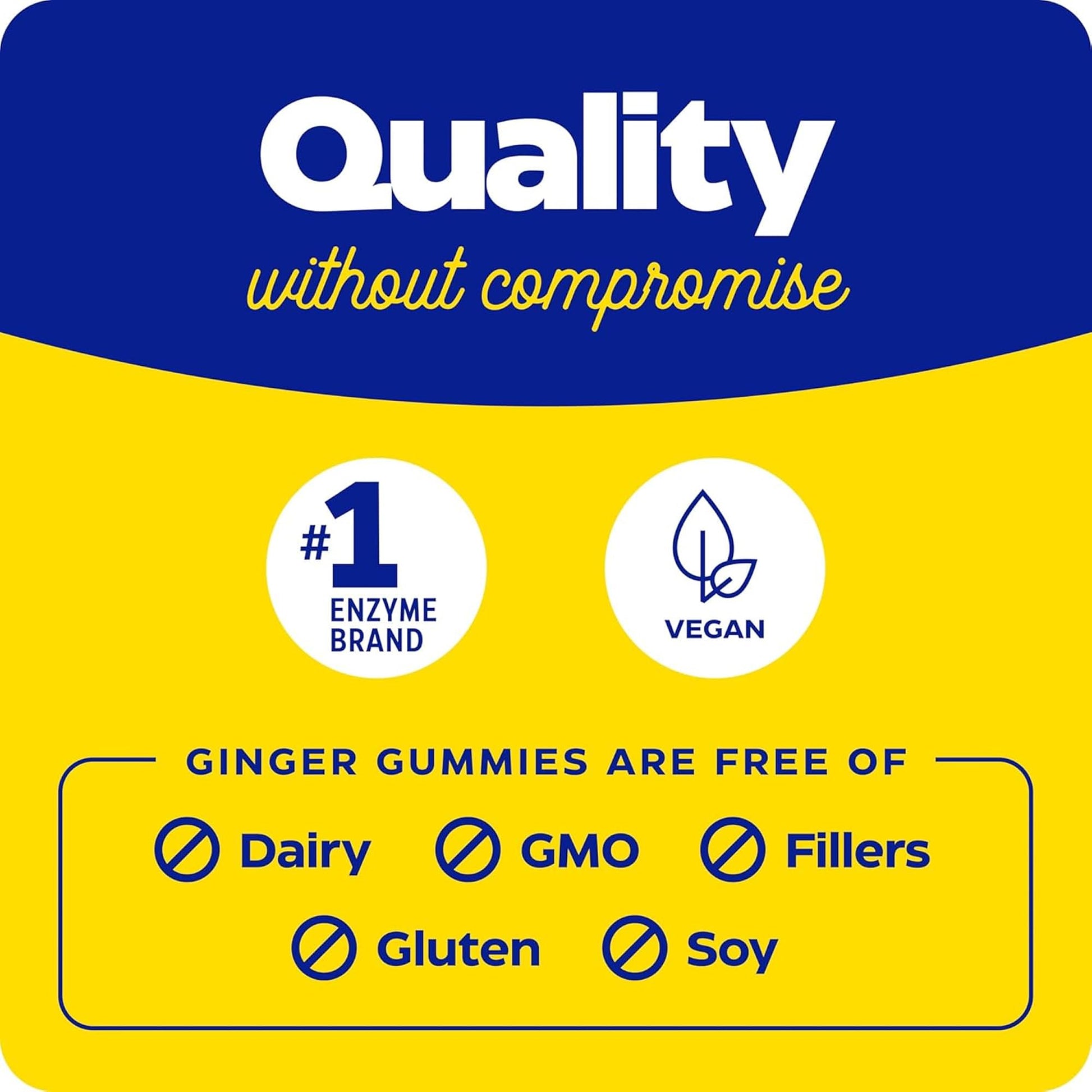 Enzymedica premium full spectrum ginger gummies for adult digestive wellness and motion comfort.
