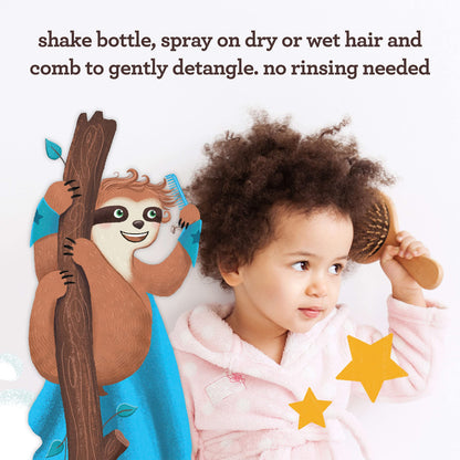 Tear-free hypoallergenic kids detangling mist with oat extract