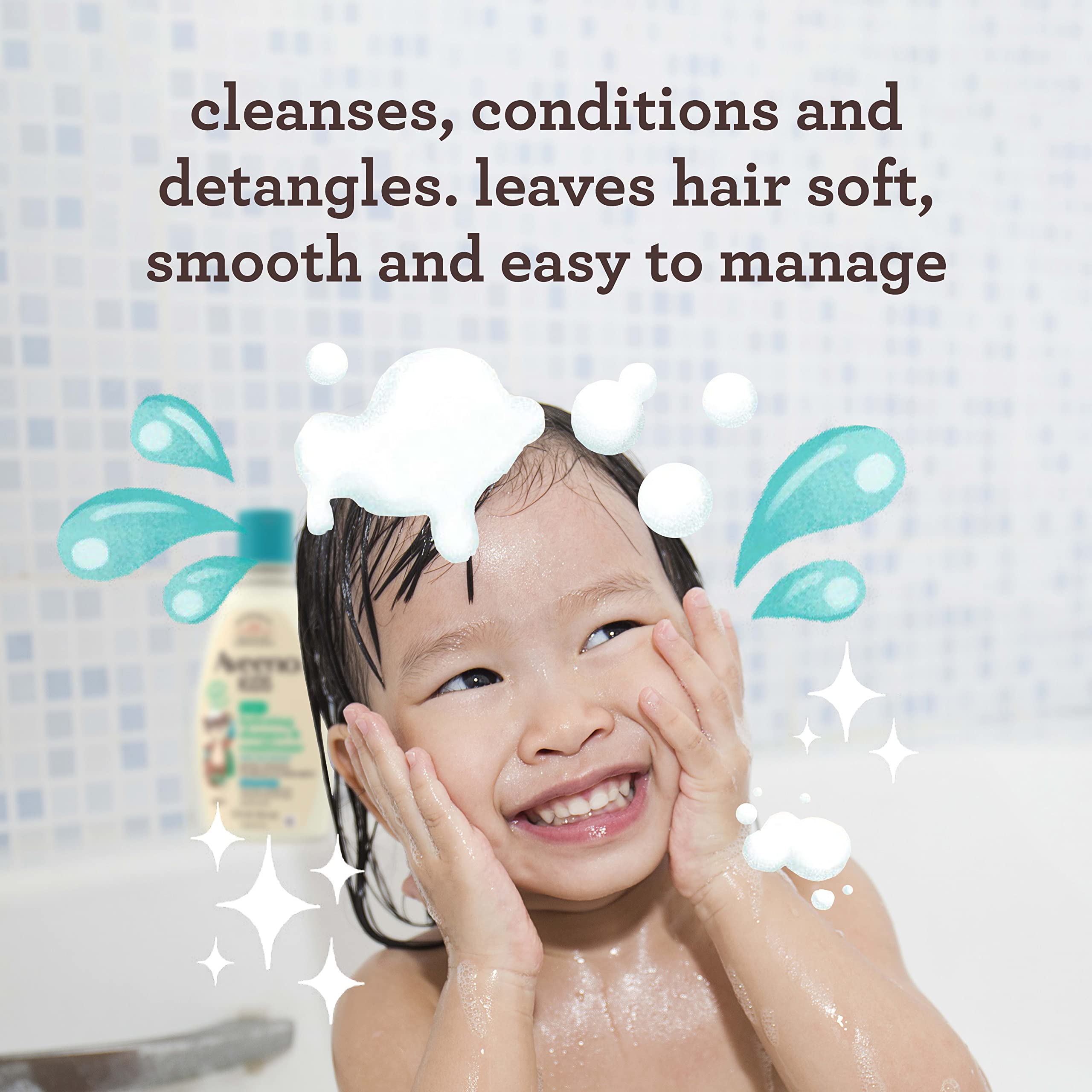 Aveeno Kids 2-in-1 shampoo and conditioner packaging back label