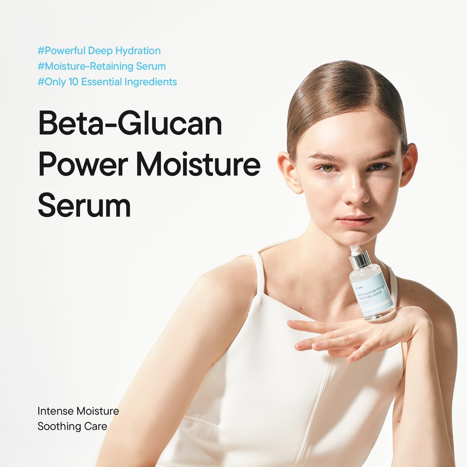 iUNIK hydrating face serum container showing the clear gel texture and dropper