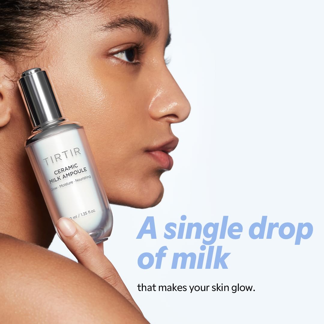 TIRTIR Ceramic Milk Ampoule close up of the lightweight milky texture on skin