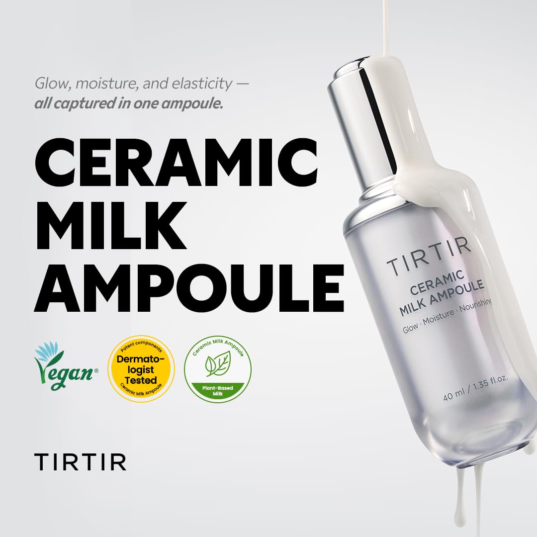 TIRTIR Ceramic Milk Ampoule showing the premium packaging and dropper mechanism