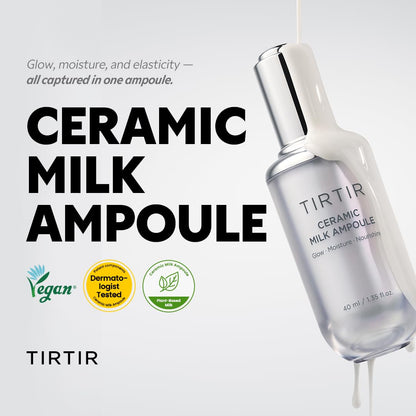 TIRTIR Ceramic Milk Ampoule showing the premium packaging and dropper mechanism