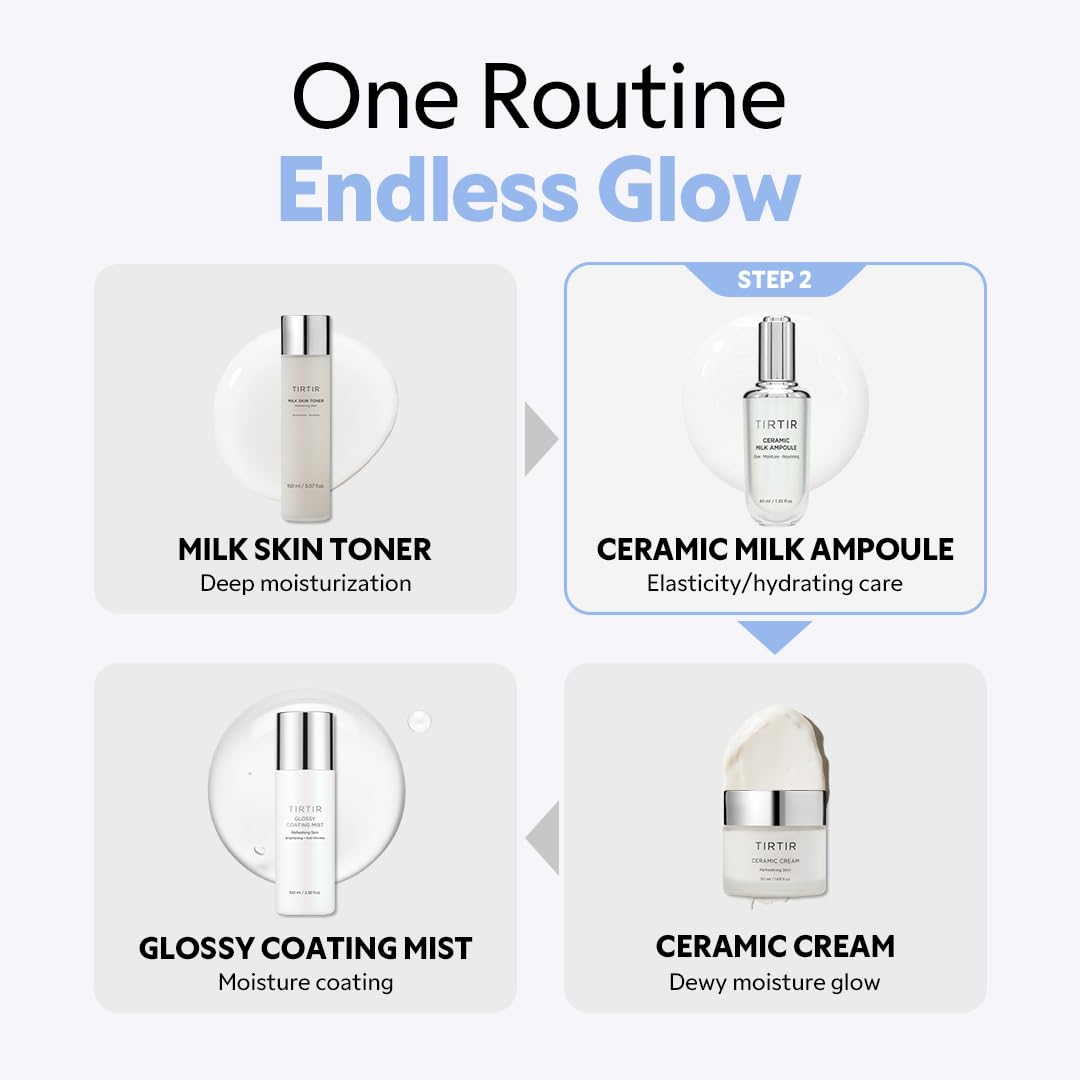 TIRTIR Ceramic Milk Ampoule showcasing the radiant and glowing skin results after application