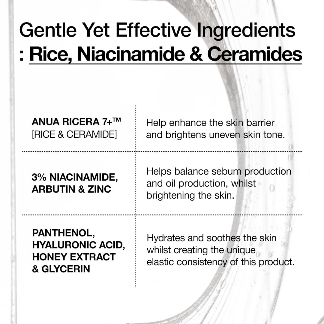 Anua hydrating serum for sensitive skin with rice extract and niacinamide