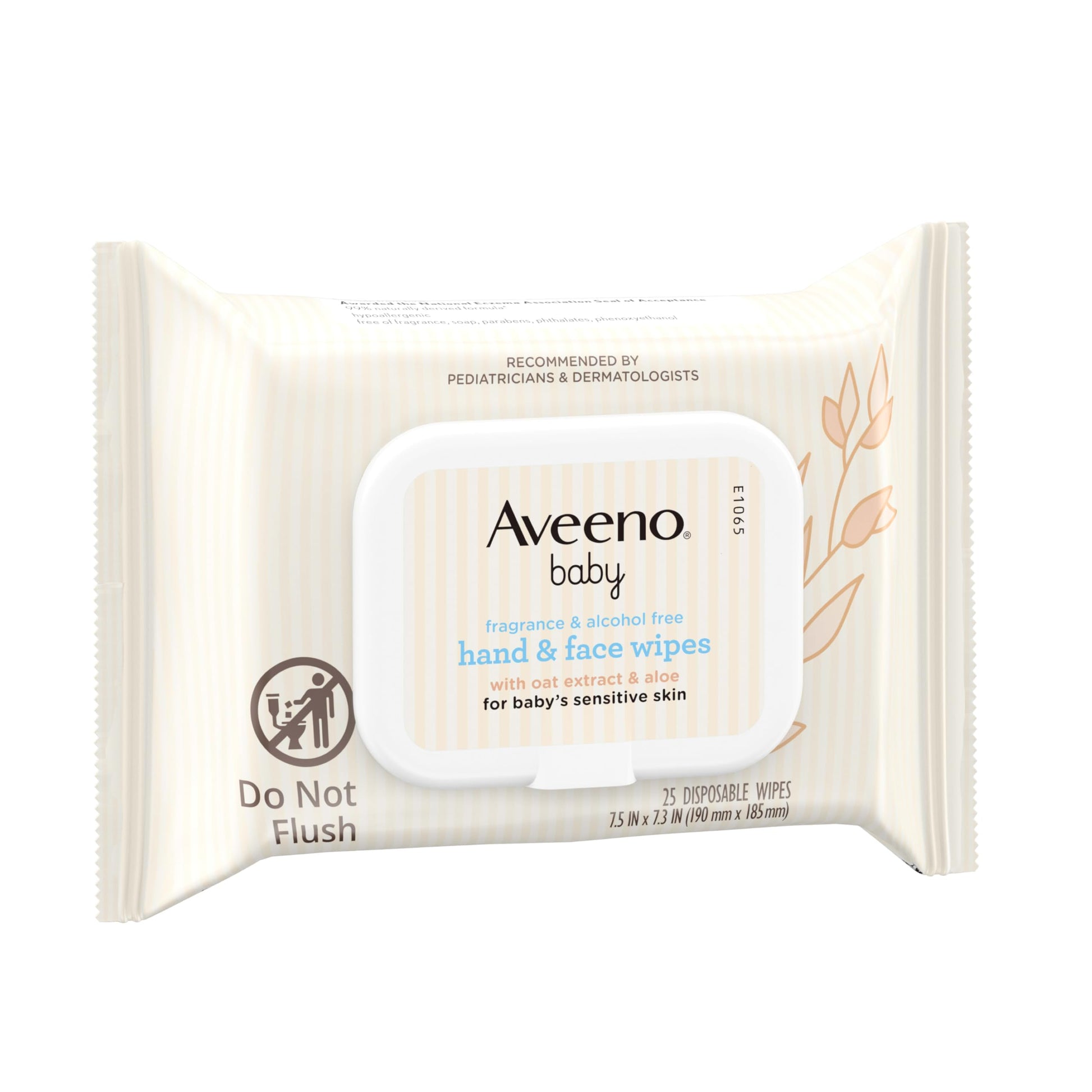 Aveeno Baby moisturizing wipes showing the National Eczema Association Seal of Acceptance logo on the pack.