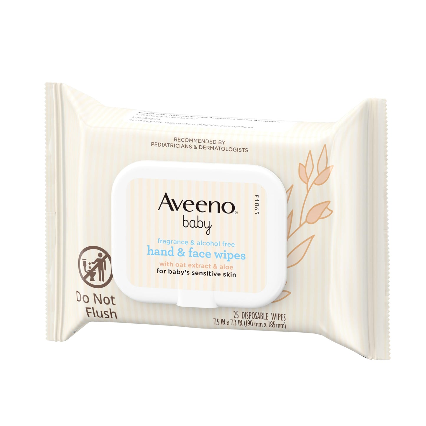 Single pouch of twenty five count Aveeno Baby wipes ideal for travel and diaper bags.