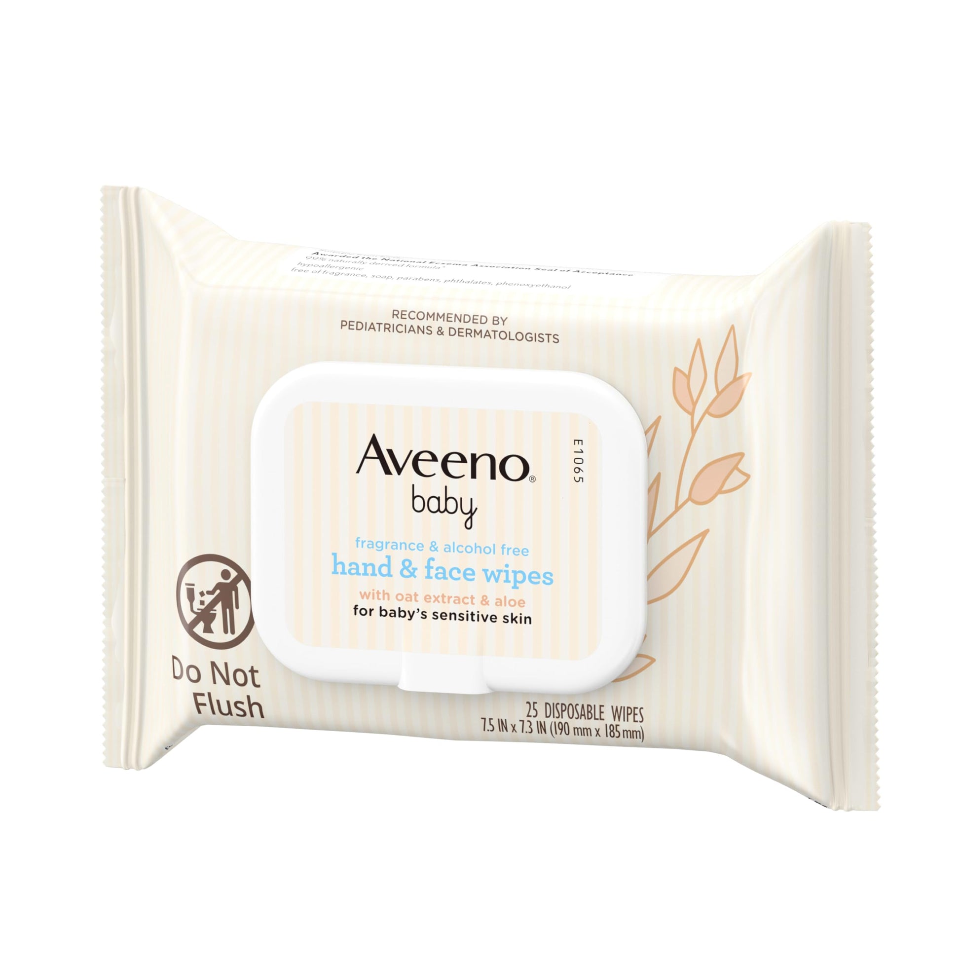 Single pouch of twenty five count Aveeno Baby wipes ideal for travel and diaper bags.