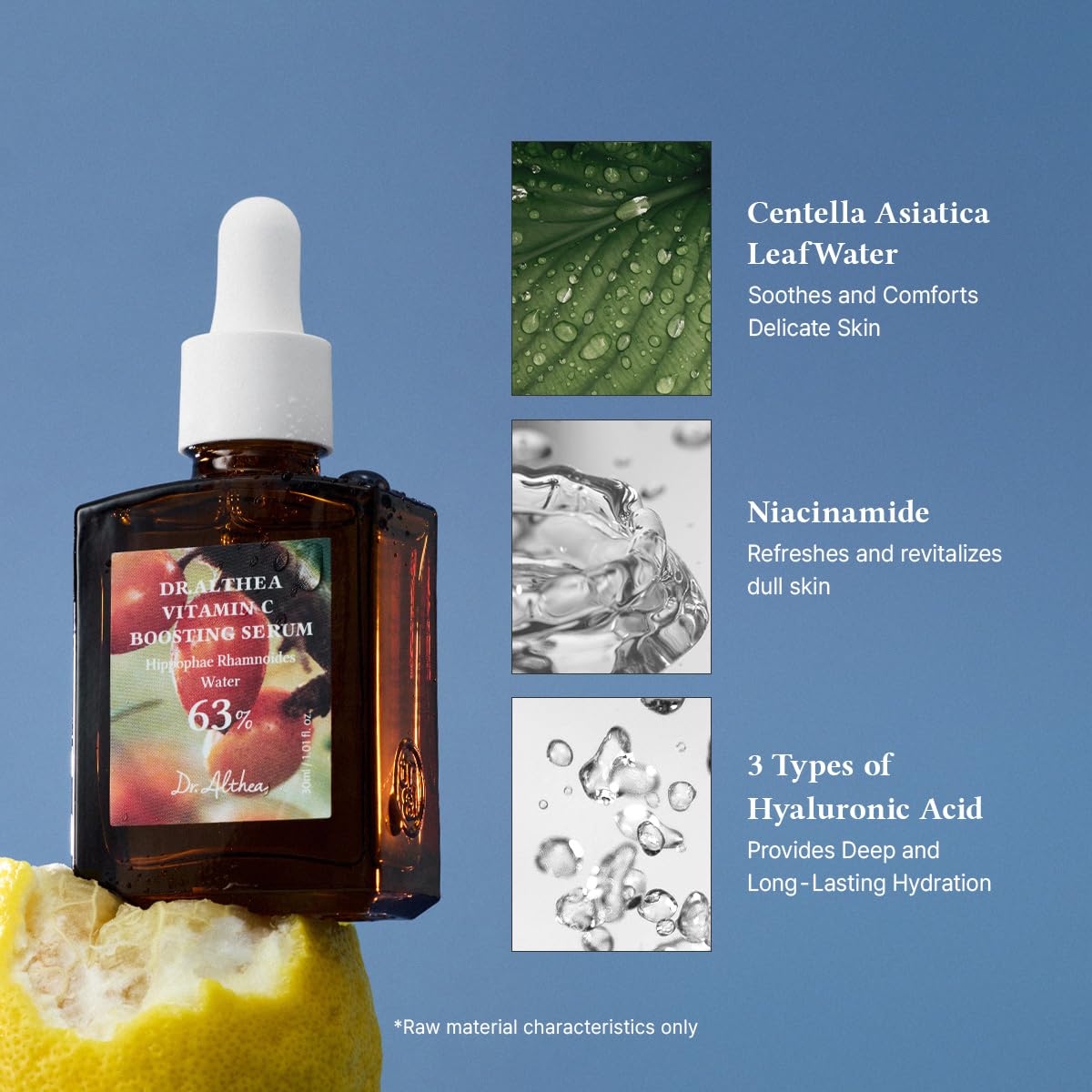 Dr.Althea daily facial serum close up view showcasing ingredients and branding