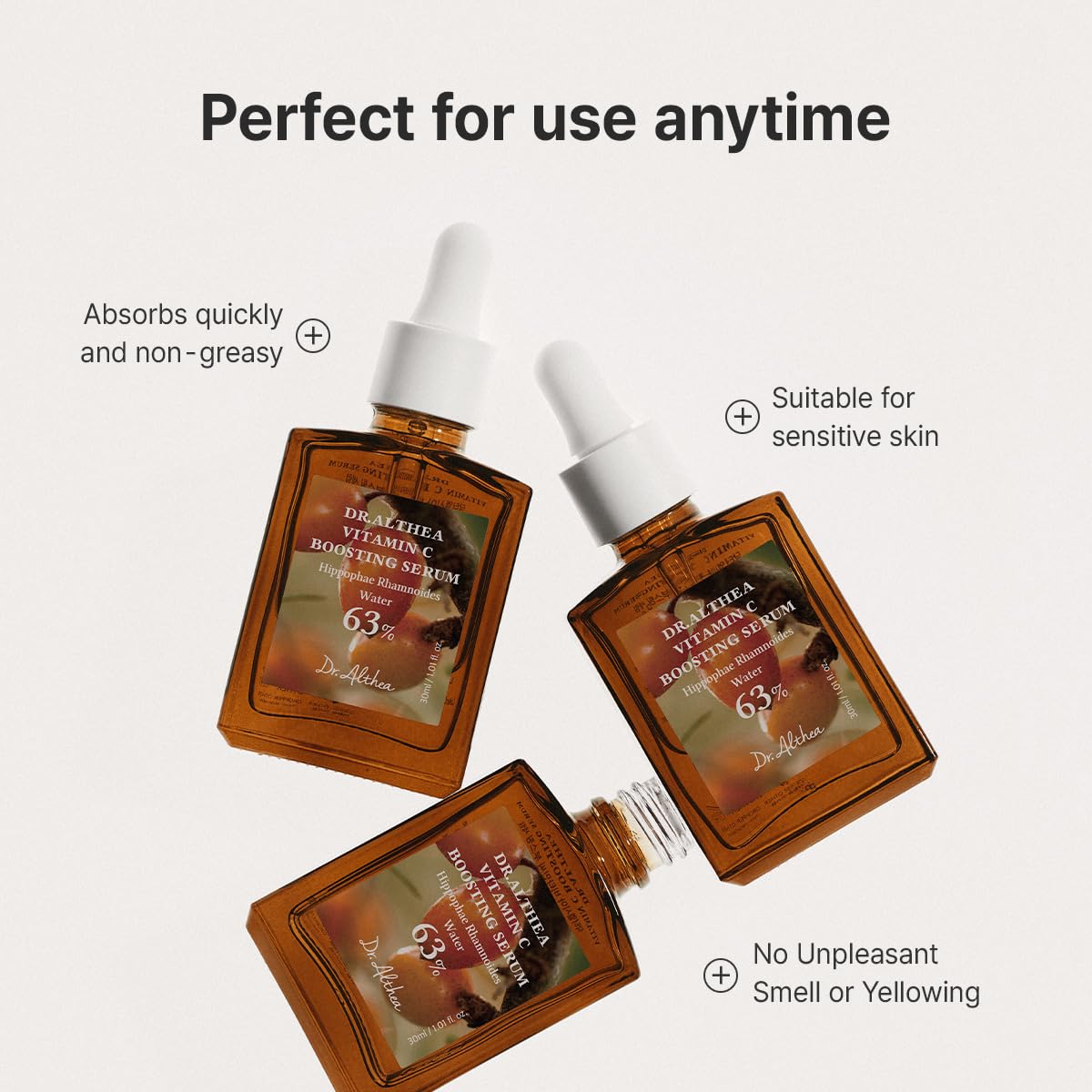 Dr.Althea Vitamin C skin treatment bottle standing upright on clean background