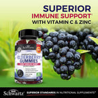 Premium black elderberry gummies with zinc and vitamin C packaging