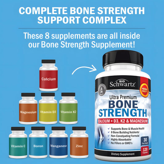 BioSchwartz bone health supplement 120 capsules label