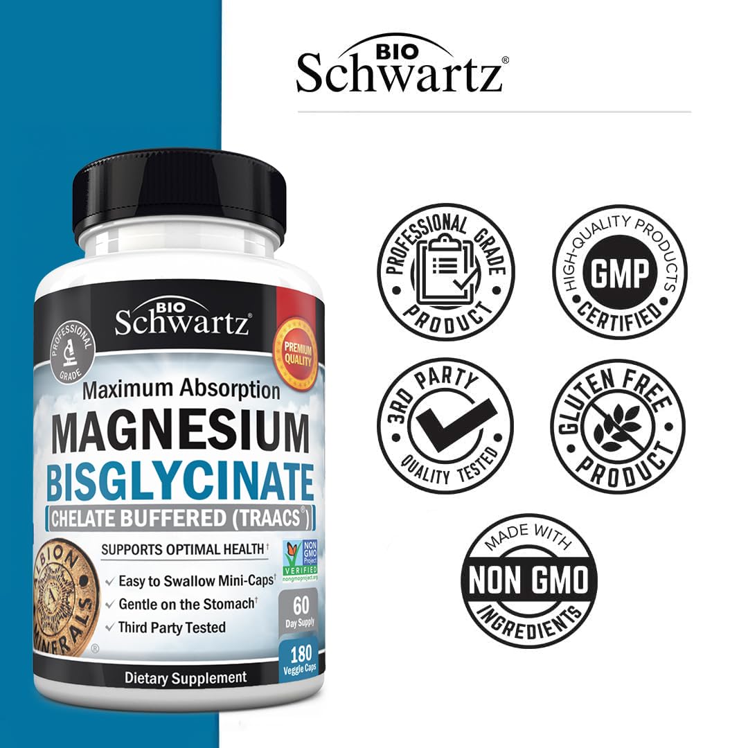 BioSchwartz non GMO vegan friendly magnesium capsules for sleep wellness