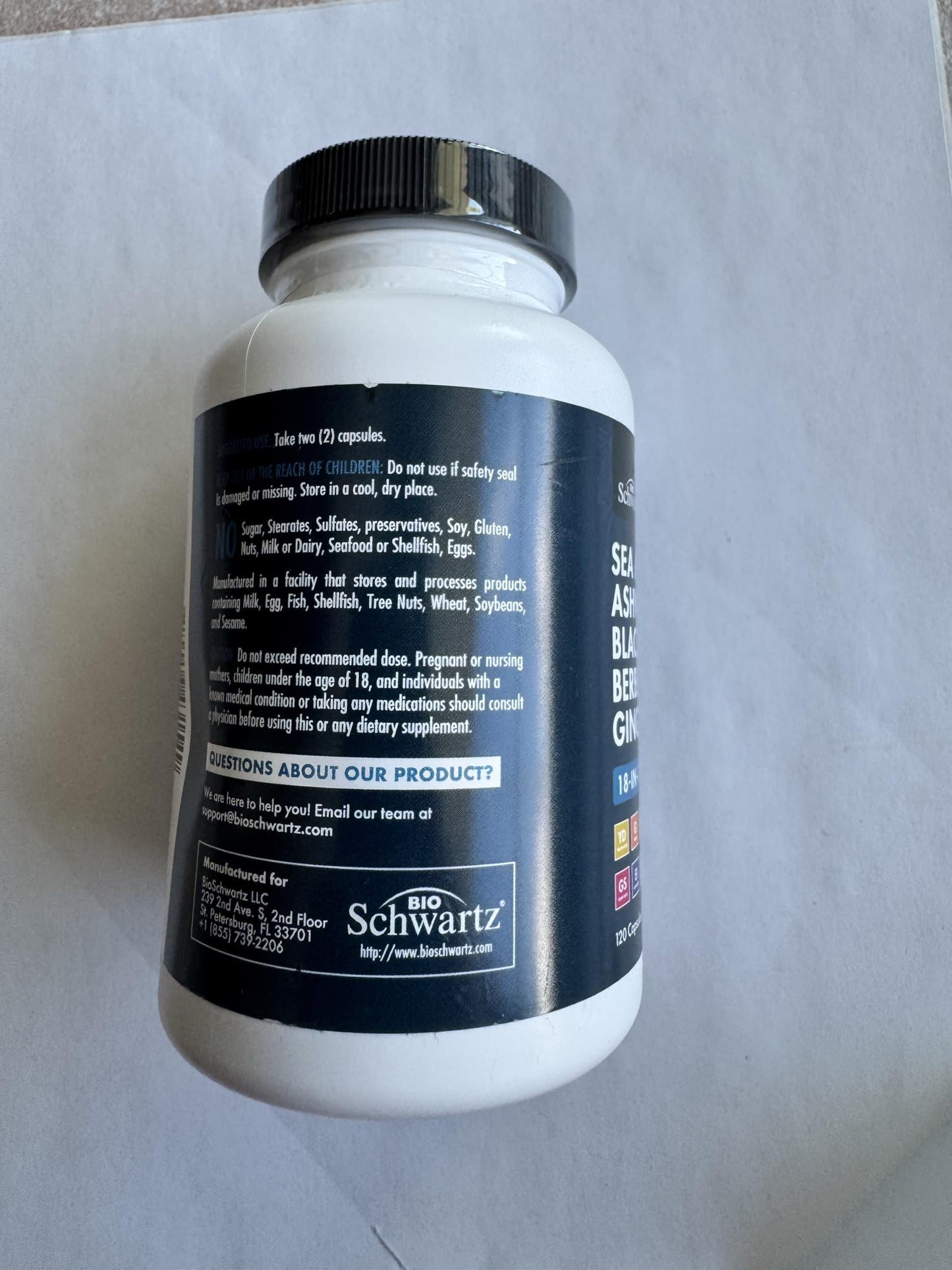 BioSchwartz premium wellness supplement bottle standing on clean surface background
