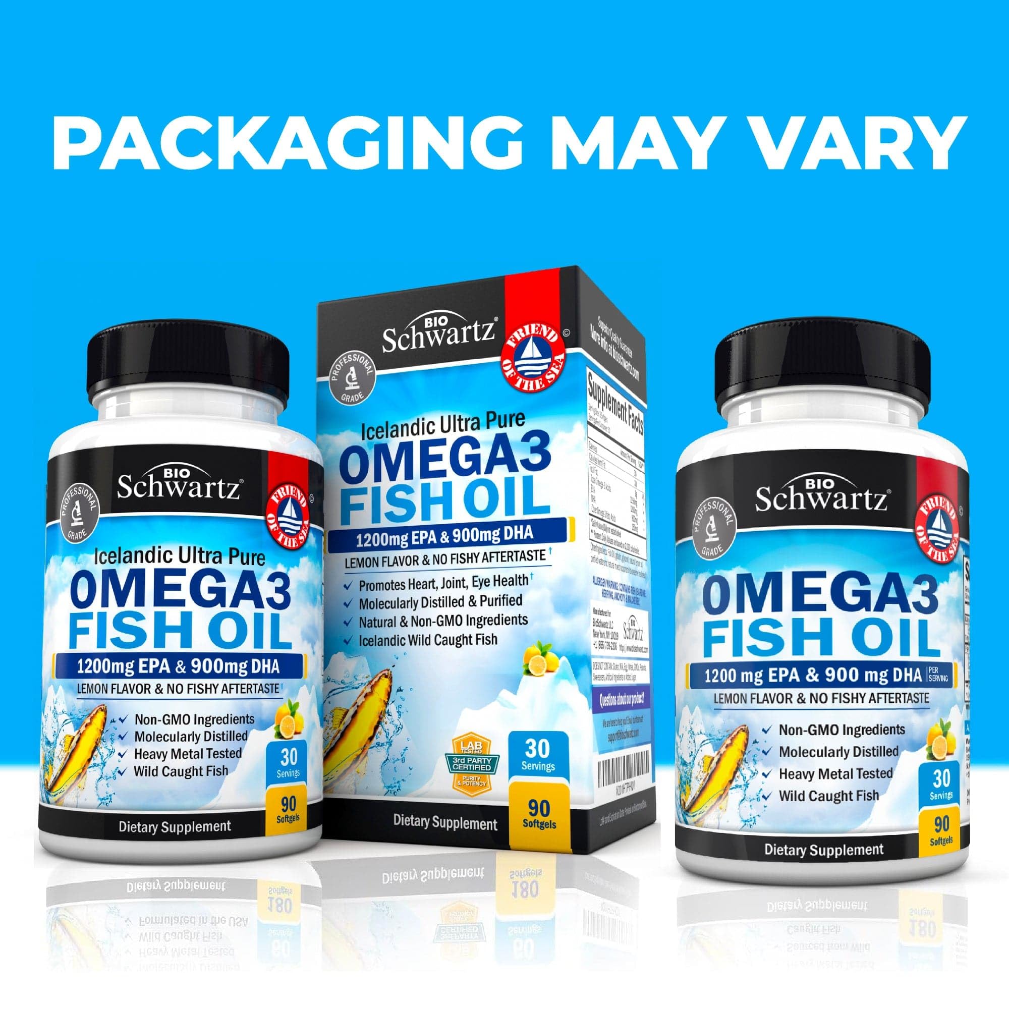 BioSchwartz high potency fish oil supplement supplement facts label layout
