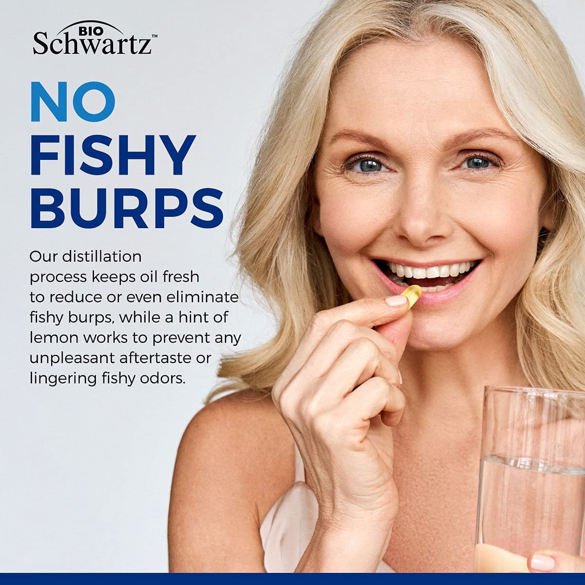 Sustainably sourced wild caught omega 3 softgels pouring out of bottle