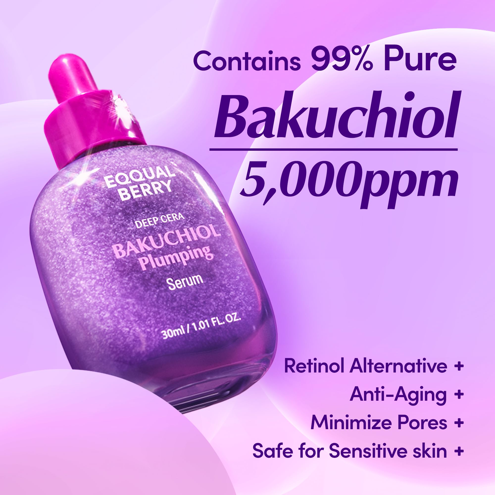 EQQUALBERRY plant based retinol alternative serum texture on clean background
