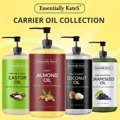 Essentially KateS Sweet Almond Oil lifestyle display showing versatile moisturizing use