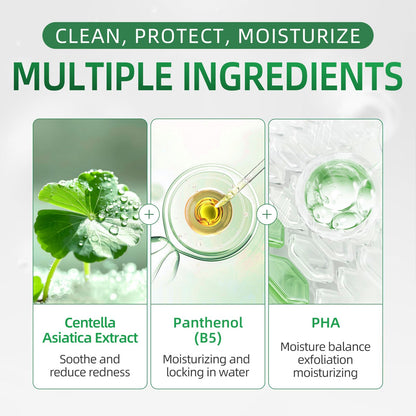 Hydrating facial treatment pads packaging showcasing key soothing ingredients