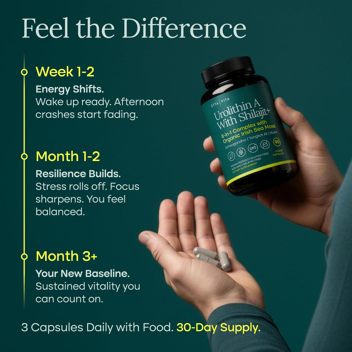 Etta Vita Urolithin A complex vegan capsules for mitochondrial health