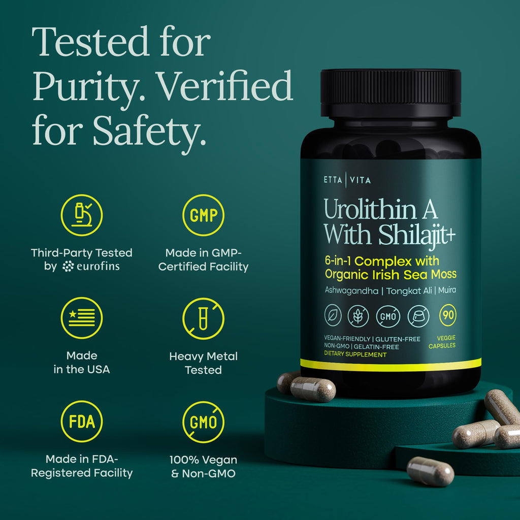 Third-party tested Etta Vita supplement bottle for muscle recovery