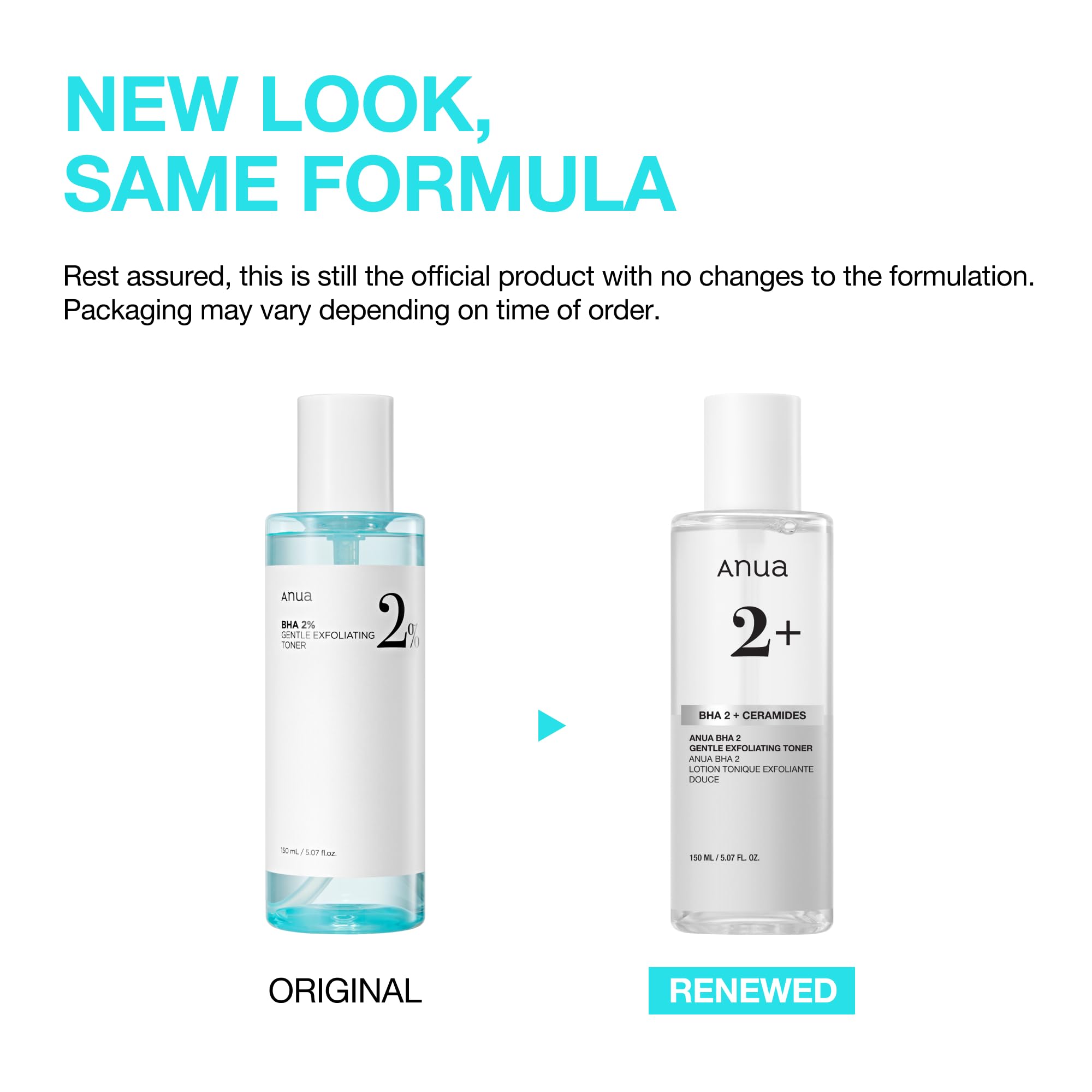 Anua Salicylic Acid facial exfoliant bottle showing 150ml size.